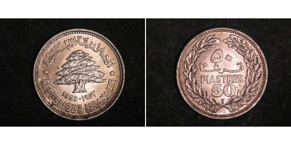 50 Piastre Libanon Silber 