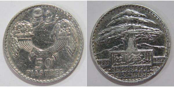 50 Piastre Lebanon Silver 
