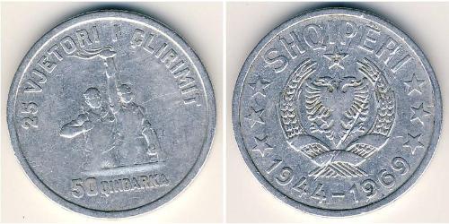 50 Qindarka República Socialista Popular de Albania (1944 - 1992) Aluminio 