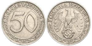 50 Reichpfennig Germania nazista (1933-1945) Nichel 