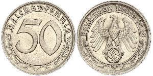 50 Reichpfennig Germania nazista (1933-1945) Nichel 