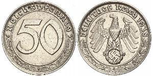 50 Reichpfennig Germania nazista (1933-1945) Nichel 