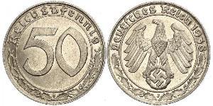 50 Reichpfennig Germania nazista (1933-1945) Nichel 