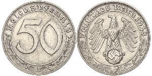 50 Reichpfennig Germania nazista (1933-1945) Nichel 