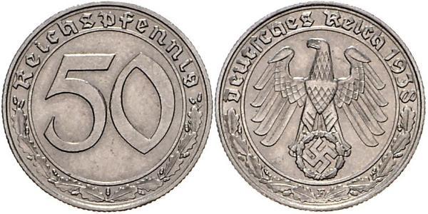 50 Reichpfennig Germania nazista (1933-1945) Nichel 