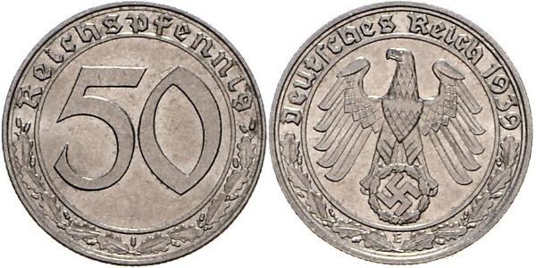 50 Reichpfennig Germania nazista (1933-1945) Nichel 