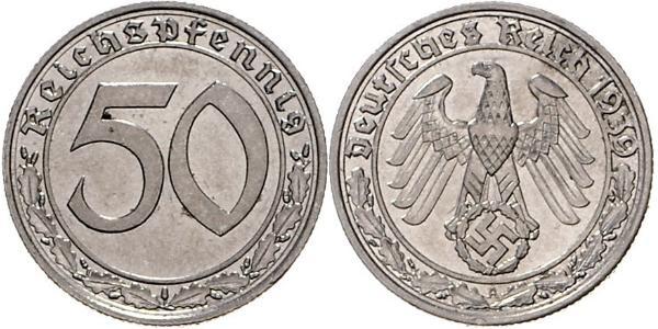 50 Reichpfennig Germania nazista (1933-1945) Nichel 