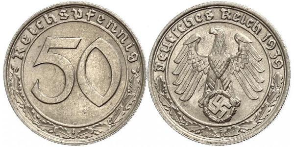 50 Reichpfennig Nazi Germany (1933-1945) Nickel 