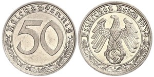 50 Reichpfennig Alemania nazi (1933-1945) Níquel 