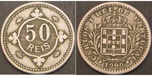 50 Reis Reino de Portugal (1139-1910) Níquel/Cobre Carlos I de Portugal (1863-1908)