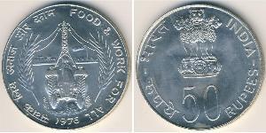 50 Rupee India (1950 - ) Plata 