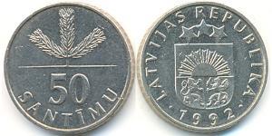 50 Santims Lettonie (1991 - ) Cuivre/Nickel 