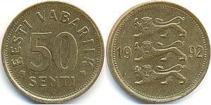 50 Sent Estonia (1991 - ) Alluminio/Bronzo 