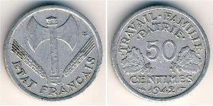 50 Sent Vichy France (1940-1944) Aluminium 