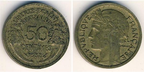 50 Sent French Third Republic (1870-1940)  Bronze 