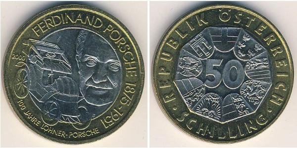 50 Shilling Republic of Austria (1955 - ) Bimetal 