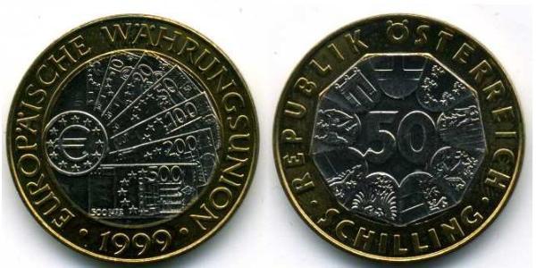 50 Shilling Republic of Austria (1955 - ) Bimetal 