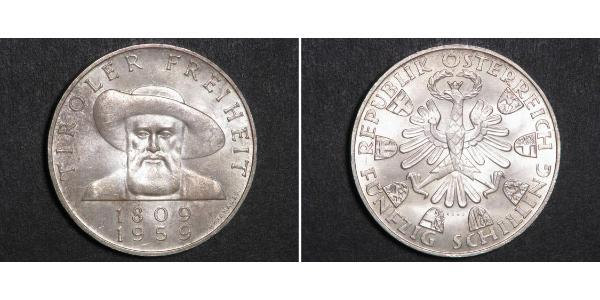 50 Shilling 奥地利 銀 