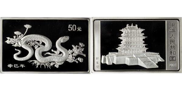 50 Yuan Cina Argento 