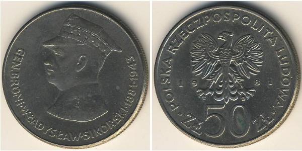 50 Zloty República Popular de Polonia (1952-1990) Níquel/Cobre 