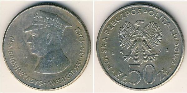 50 Zloty República Popular de Polonia (1952-1990) Níquel/Cobre 