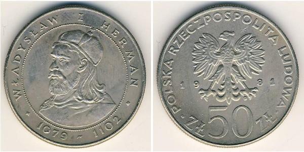 50 Zloty República Popular de Polonia (1952-1990) Níquel/Cobre 