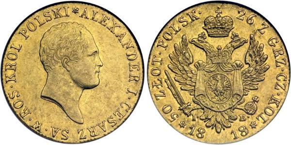 50 Zloty Royaume du Congrès (1815-1915) Or Alexandre I (1777-1825)