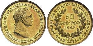 50 Zloty 波蘭會議王國 (1815 - 1915) 金 亚历山大一世 (俄国)  (1777-1825)