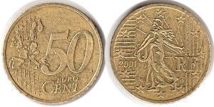 50 Євроцент French Fifth Republic (1958 - ) Цинк/Олово/Мідь/Алюміній 