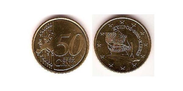 50 Євроцент Кіпр (1960 - ) Цинк/Олово/Мідь/Алюміній 