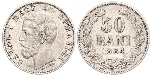 50 Бан Королівство Румунія (1881-1947) Срібло Carol I of Romania (1839 - 1914)