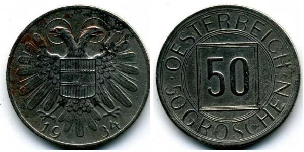 50 Грош Federal State of Austria (1934-1938) Нікель/Мідь 