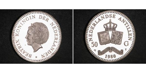 50 Гульден Нідерландські Антильські острови (1954 – 2010) Срібло Беатрікс