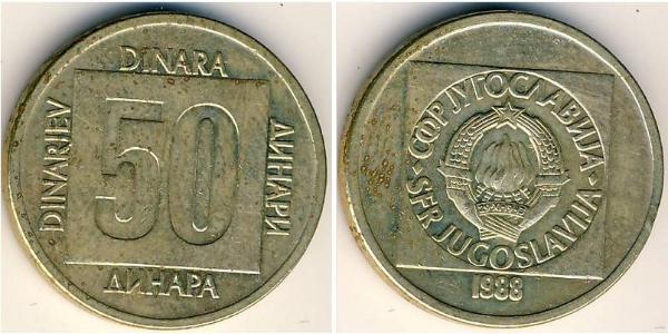 50 Динар Соціалістична Федеративна Республіка Югославія (1943 -1992) Латунь 