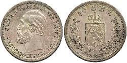 50 Ore United Kingdoms of Sweden and Norway (1814-1905) Silber Oskar II. (Schweden) (1829-1907)