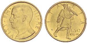 50 Лира Kingdom of Italy (1861-1946) Золото Виктор Эммануил III (1869 - 1947)