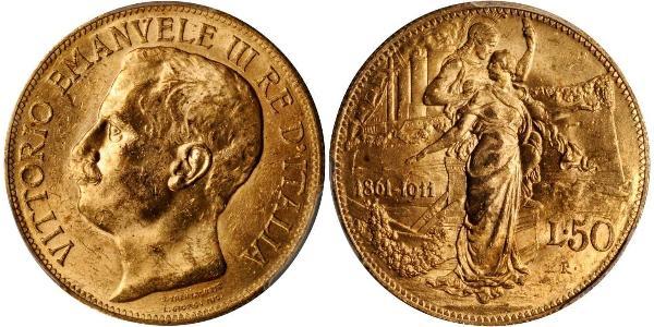 50 Лира Kingdom of Italy (1861-1946) Золото Виктор Эммануил III (1869 - 1947)