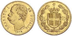 50 Ліра Kingdom of Italy (1861-1946) Золото Умберто I (1844-1900)