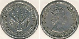 50 Миль Британский Кипр (1878 - 1960) Никель/Медь 