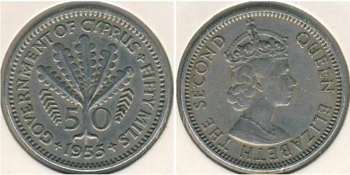 50 Миль Британский Кипр (1878 - 1960) Никель/Медь 
