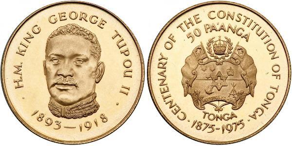 50 Паанга Тонга Золото George Tupou II (1874 - 1918)