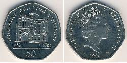 50 Пенни Остров Мэн  Елизавета II (1926-2022)