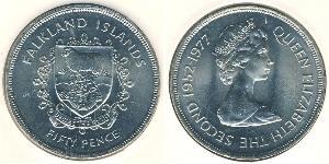 50 Пенни Фолклендские острова Медь Елизавета II (1926-2022)