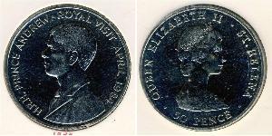 50 Пенни Остров Вознесения Никель/Медь Елизавета II (1926-2022)