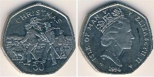 50 Пенни Остров Мэн Никель/Медь Елизавета II (1926-2022)