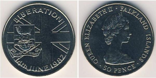 50 Пенни Фолклендские острова Никель/Медь Елизавета II (1926-2022)