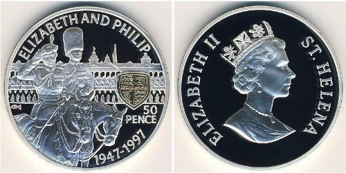 50 Пенни  Серебро Елизавета II (1926-2022)