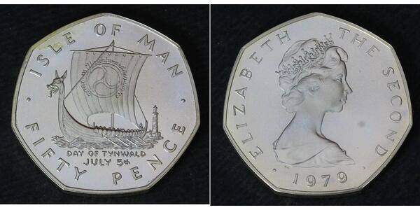 50 Пенни Остров Мэн Серебро Елизавета II (1926-2022)