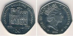 50 Пені Острів Мен  Єлизавета II (1926-2022)