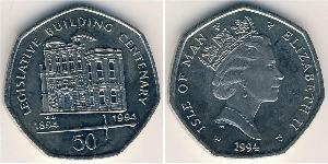 50 Пені Острів Мен Нікель/Мідь Єлизавета II (1926-2022)